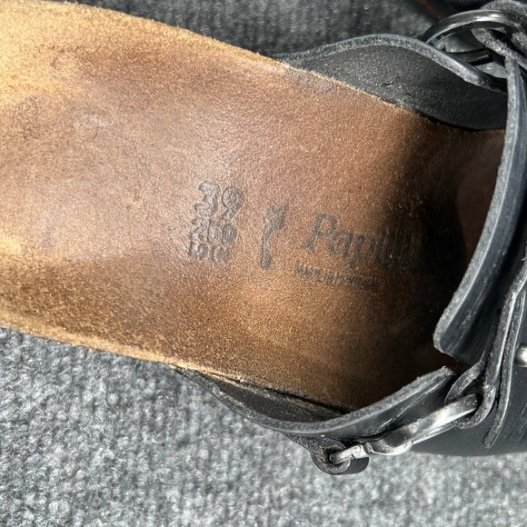 Papillio By Birkenstock Dana Wedge Clogs Women's 8 Black Leather Slip On Sandals - Picture 13 of 13
